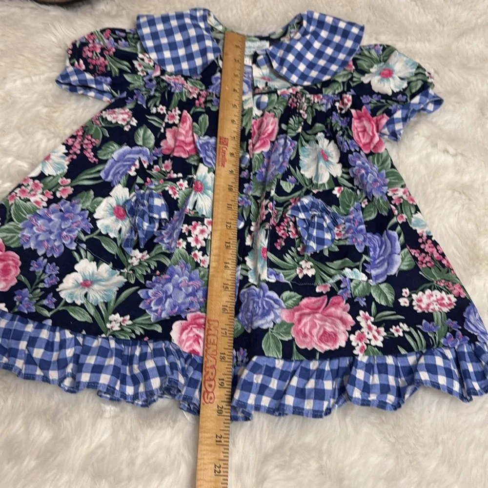 Vintage Gaitlyn Scott Cotton Floral Button Down Puffy Sleeve Girl Dress Size 4